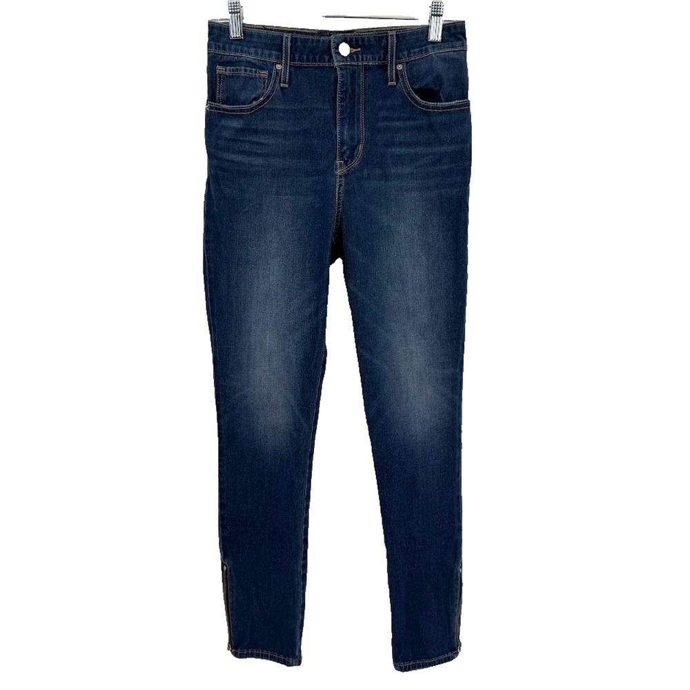 Levis 721 High Rise Skinny Jeans Womens 29 Blue Stretch Ankle Zip Denim